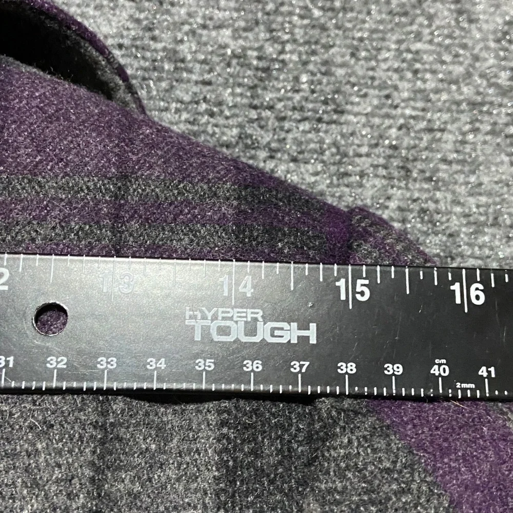 Guess Womens Y2K Purple Plaid Wool Blend Double Breasted Peacoat Jacket Size M